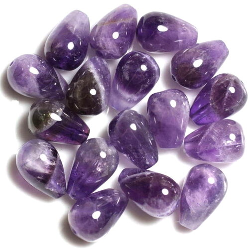 2pc - perles pierre améthyste gouttes 16x10mm violet mauve blanc - 4558550037800