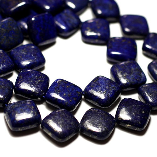 2pc - perles pierre lapis lazuli losanges 16mm bleu nuit doré - 8741140014312
