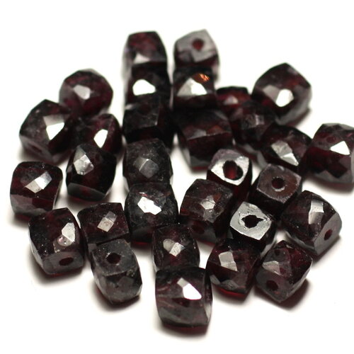 1pc - perle de pierre - grenat cube facetté 5-7mm - 8741140020146