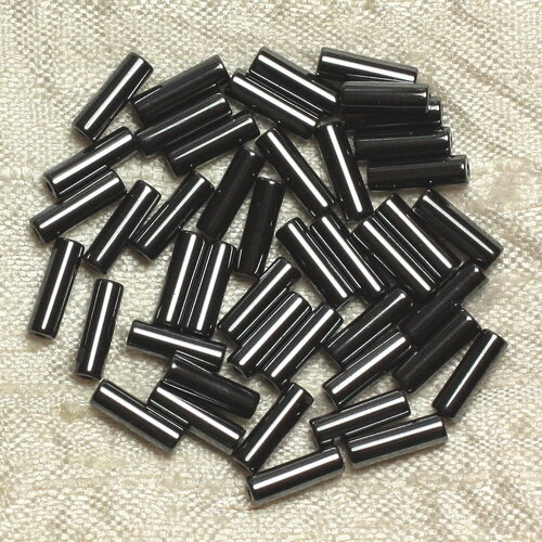 20pc - perles pierre hématite tubes 9x3mm métal gris noir - 4558550034427