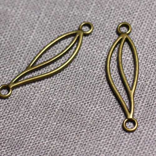 8pc - apprets connecteurs pendentifs boucles oreilles métal bronze feuilles ailes 35mm - 4558550095213