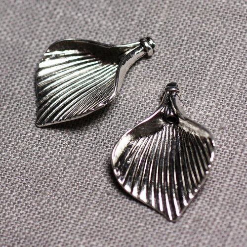 4pc - apprets connecteurs pendentifs boucles oreilles métal argenté fleurs feuilles aromes 28mm - 4558550095336