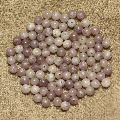20pc - perles pierre jaspe boules 4mm violet mauve rose - 4558550025357
