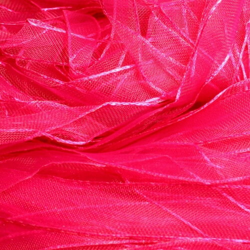 1pc - echeveau 90 mètres environ - ruban corde lanière tissu voile organza 10mm rose fuchsia - 4558550007872
