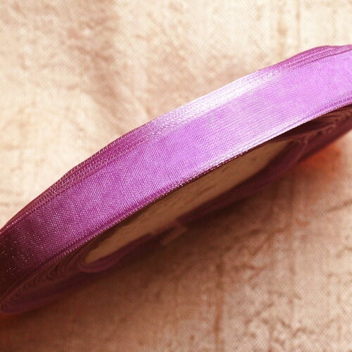 1pc - bobine 45 mètres environ - ruban corde lanière tissu voile organza 10mm violet rose mauve lilas - 4558550009838
