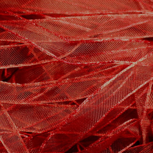1pc - echeveau 90 mètres environ - ruban corde lanière tissu voile organza 10mm rouge bordeaux - 4558550007513