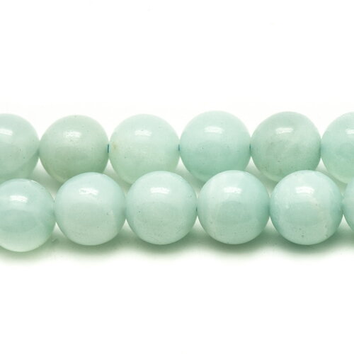 Fil 39cm 31pc environ - perles pierre amazonite boules 12mm bleu vert clair turquoise