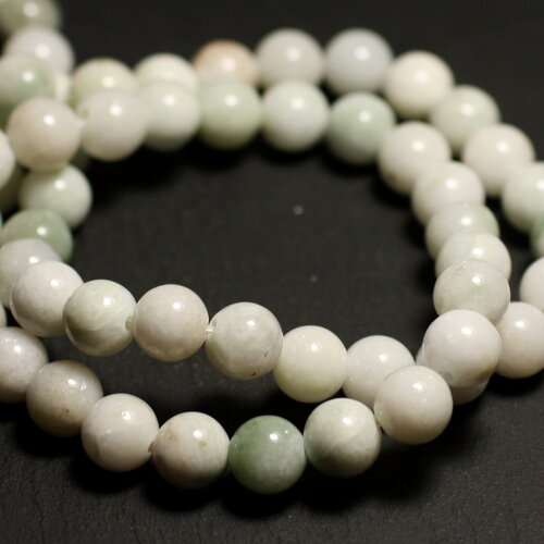 10pc - perles pierre jade boules 8mm blanc vert clair amande - 4558550038203