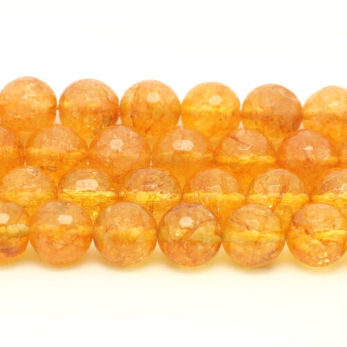 2pc - perles pierre citrine boules facettées 10mm jaune orange transparent - 4558550027375