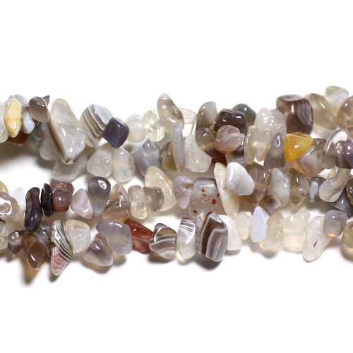 130pc environ - perles pierre agate botswana rocailles chips 5-10mm marron beige gris blanc - 4558550020796