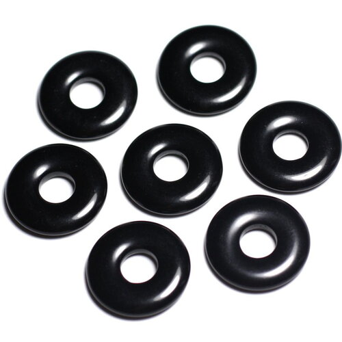 1pc - perle pendentif pierre obsidienne rond cercle anneau donut pi 20mm noir - 4558550092090