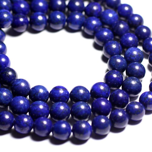4pc - perles pierre lapis lazuli boules 10mm bleu roi nuit doré b - 4558550093233