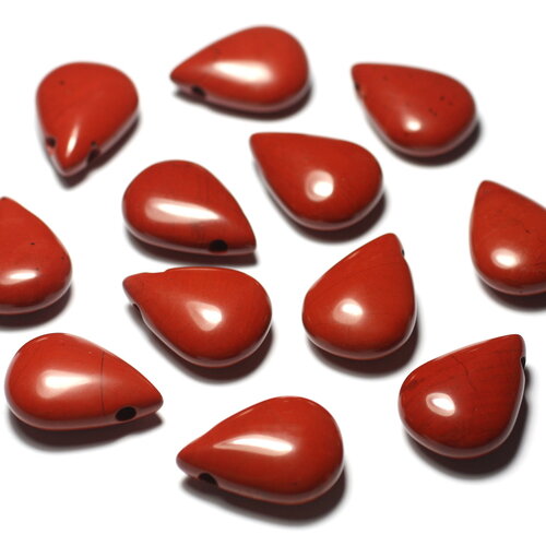 1pc - pendentif perle pierre jaspe rouge goutte 25mm rouge marron brique