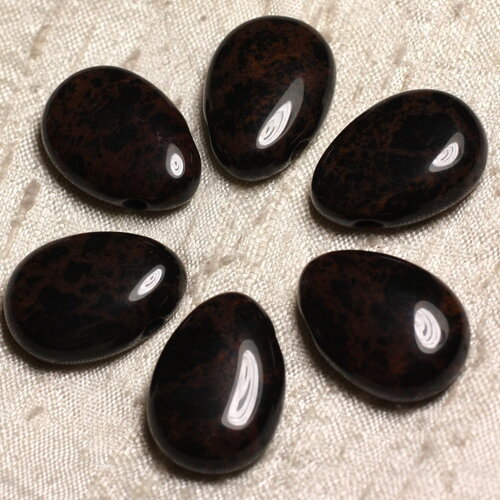1pc - pendentif perle pierre obsidienne mahogany acajou goutte 25mm marron foncé rouge brique noir - 4558550015419
