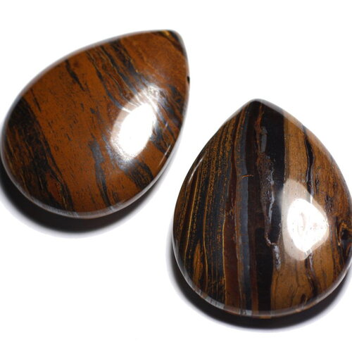 1pc - pendentif perle pierre oeil de tigre grande goutte 60mm marron doré gris noir reflets - 4558550091666