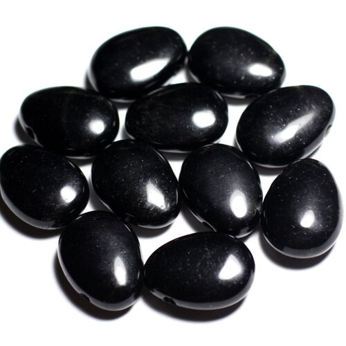 1pc - pendentif perle pierre obsidienne goutte 25mm noir - 4558550092298