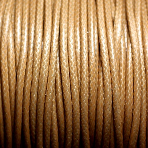 5 metres - fil corde cordon coton ciré enduit rond 1.5mm beige