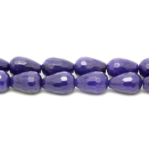 Fil 39cm 26pc environ - perles pierre jade gouttes facettées 14x10mm bleu nuit indigo