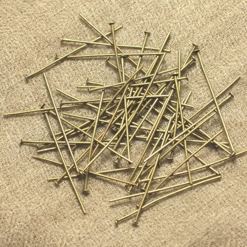 100pc - apprets tiges clous tete plate métal bronze qualité 35mm - 4558550024466