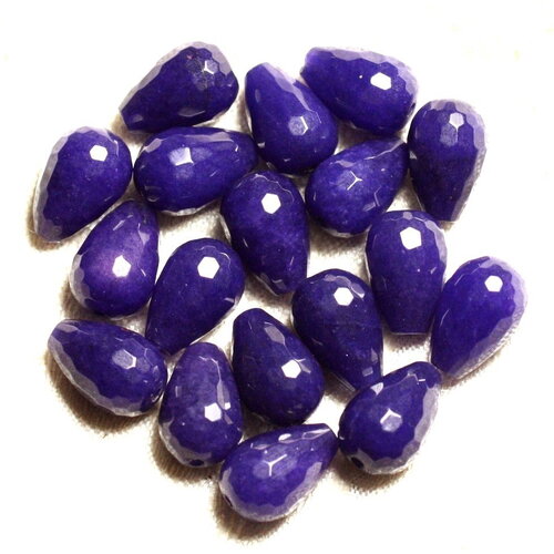 2pc - perles pierre jade gouttes facettées 14x10mm bleu nuit indigo - 4558550008855