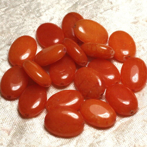 2pc - perles pierre jade ovales 18x13mm orange - 4558550015365