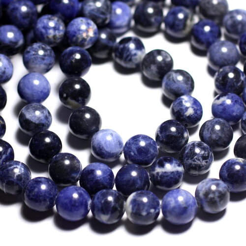 5pc - perles pierre sodalite boules 8mm bleu noir blanc - 4558550022783