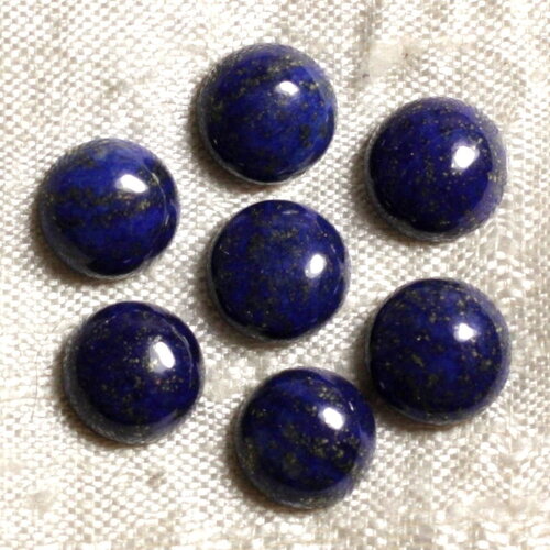 1pc - cabochon pierre lapis lazuli rond 10mm bleu roi nuit doré - 4558550036636
