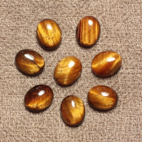 2pc - cabochon pierre oeil de tigre ovale 10x8mm marron doré bronze noir - 4558550030801