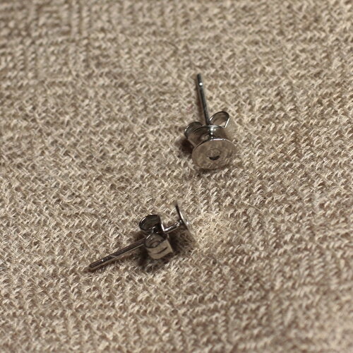 10pc - apprets supports clous boucles oreilles ronds plats 5mm métal argenté plaqué rhodium - 4558550018410