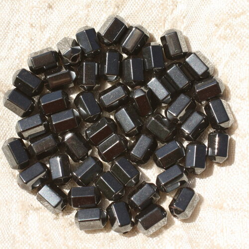 20pc - perles pierre hématite tubes facettés 8x6mm métal gris noir argenté - 4558550017727