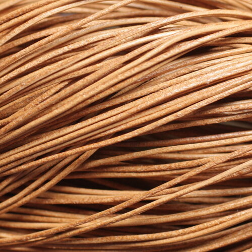 Echeveau 90 mètres environ - fil corde cordon cuir véritable rond 1mm beige - 7427039741989