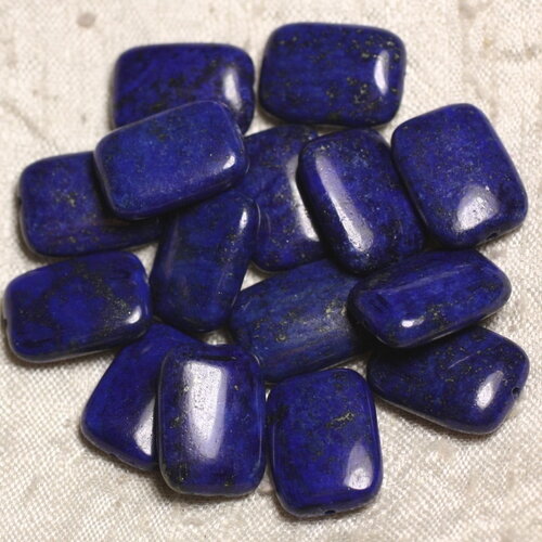1pc - perle pierre lapis lazuli rectangle 18x13mm bleu roi nuit doré - 4558550014979