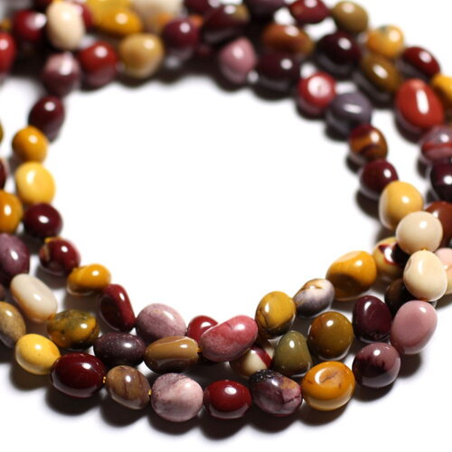 5pc - perles pierre jaspe mokaite olives nuggets 8-13mm multicolore - 4558550089533