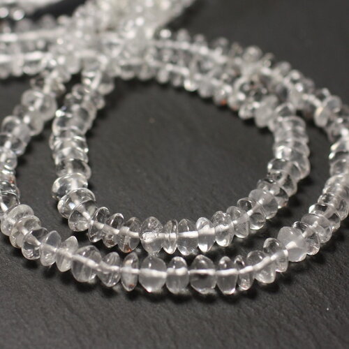 20pc - perles pierre cristal de roche quartz rondelles 5-6mm blanc transparent - 8741140012134