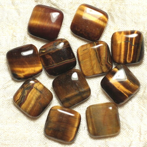 1pc - perle pierre oeil de tigre losange 19x15mm marron doré noir reflets - 4558550012203