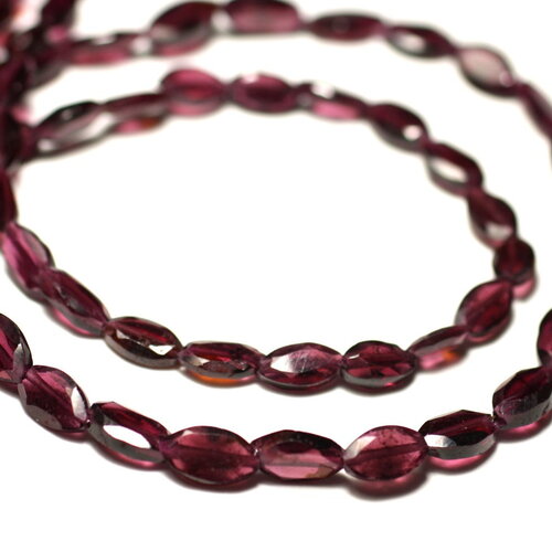 Fil 39cm 50pc environ - perles pierre grenat marquises navettes facettées 7-9mm rouge rose bordeaux