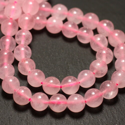 Fil 39cm 24pc environ - perle pierre quartz rose boule 16mm rose clair