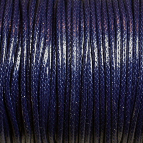 5 mètres - fil corde cordon coton ciré enduit rond 2mm bleu nuit - 4558550016089