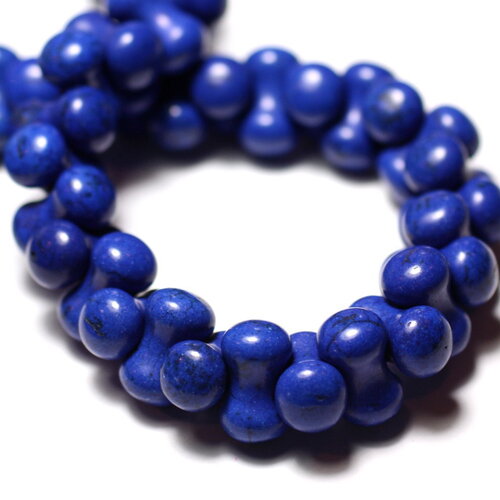 Fil 39cm 67pc environ - perles pierre turquoise synthèse tube os osselet 14x8mm bleu roi nuit