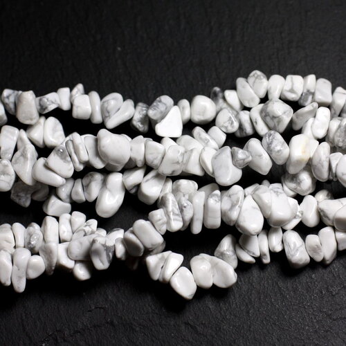 130pc environ - perles pierre howlite rocailles chips 5-10mm blanc gris - 4558550036308