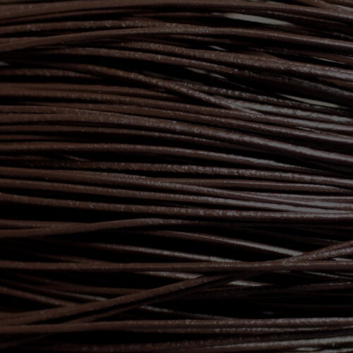 5 metres - fil corde cordon cuir véritable rond 1mm marron café - 4558550023568