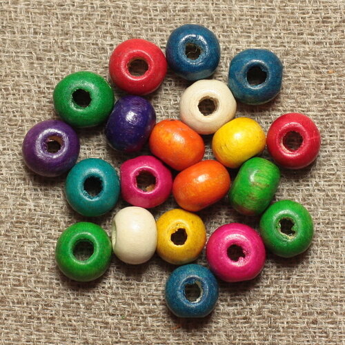40pc - perles bois rondelles 6x4mm multicolore - 4558550001214