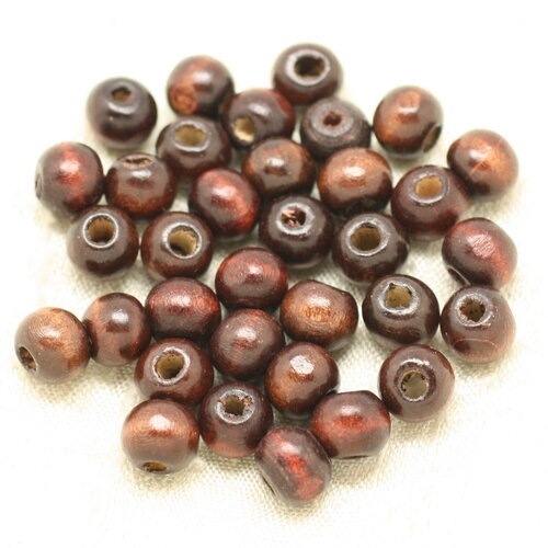 40pc - perles bois rondelles 6x4mm marron - 4558550000378
