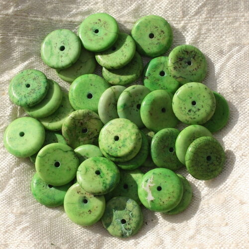 20pc - perles pierre turquoise synthèse rondelles 12mm vert fluo - 4558550016195