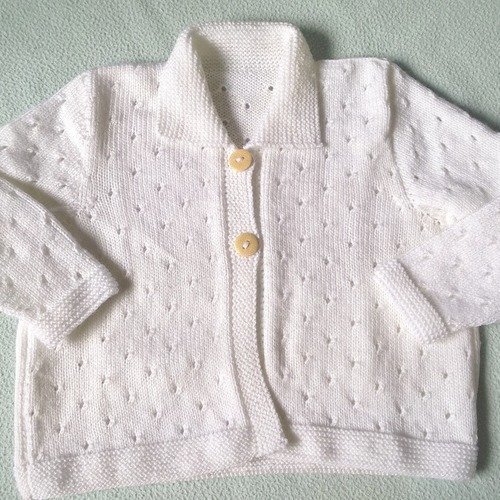 Cardigan Gilet Blanc Point Ajoure Bebe Fille 18 Mois Un Grand Marche