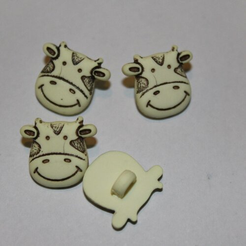 Bouton Fantaisie A Motifs Pour Enfants Vache Ecru Un Grand Marche