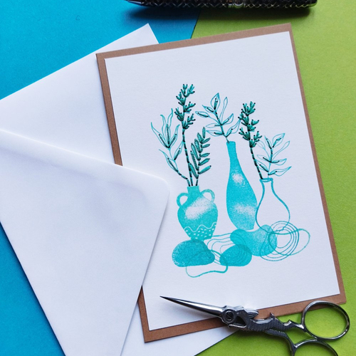 Carte de voeux, carte faite main, carte tamponnée/brodée