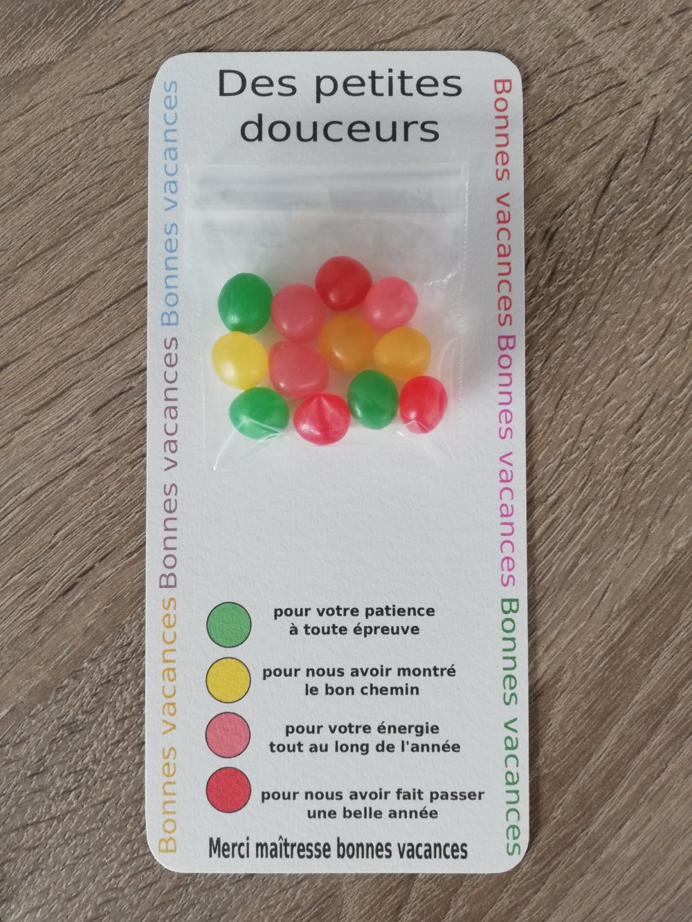 Carte Merci Maitresse Bonbons Un Grand Marche