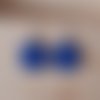 Boucles d'oreilles acier cabochons 2cm cire bleu foncé