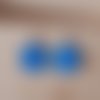 Boucles d'oreilles acier cabochons 2cm cire bleu